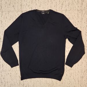 Hugo Boss Extra Fine Merino Wool Knit V Neck Slim Fit Sweater
